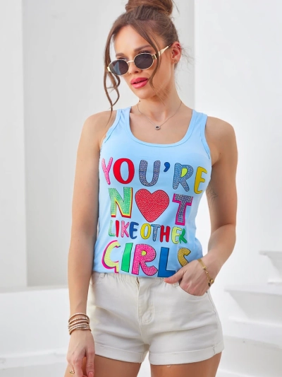 Royalfashion Női pamut trikó pántokkal és nyomtatott mintákkal