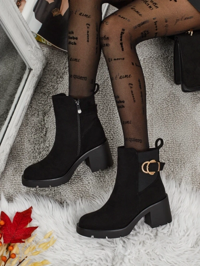 Női öko velúr bokacsizma vastag sarokkal Solenya