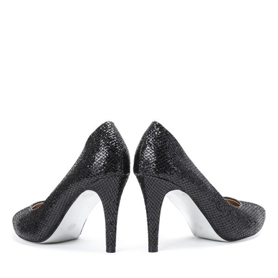 Czarne czółenka na szpilce Shiny Diamond - Obuwie