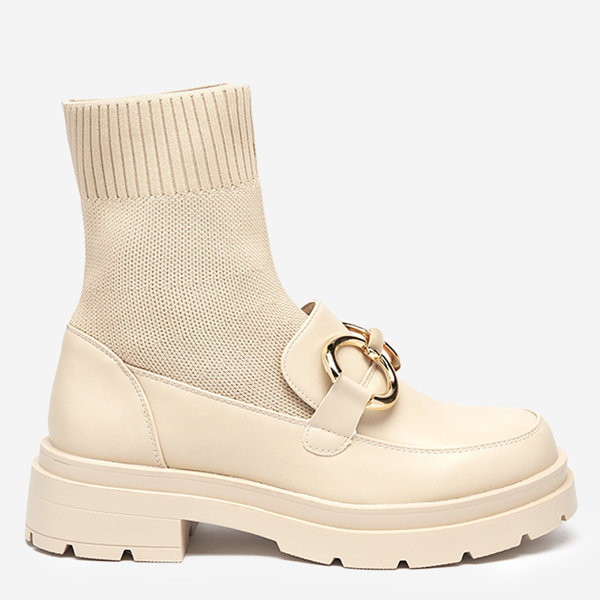 OUTLET Bézs színű női cipő magas felsőrésszel Qenarisa - Lábbeli