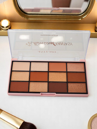 ANYLADY 12 színű szemhéjfesték paletta csillámos és matt textúrákkal Golden Chocolate Fudge