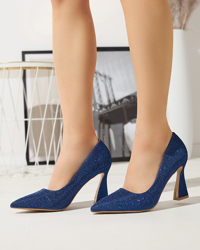 Női brokát cipő kobalt színben Bluskita - Lábbeli