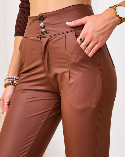 Royalfashion Barna női treggings arany gombokkal