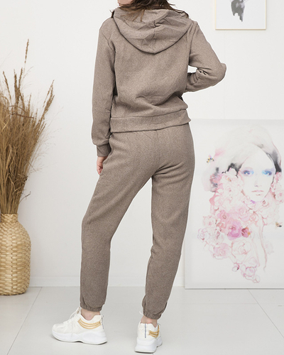 Világosbarna, szigetelt, női melegítő szett foltokkal- Ruházat