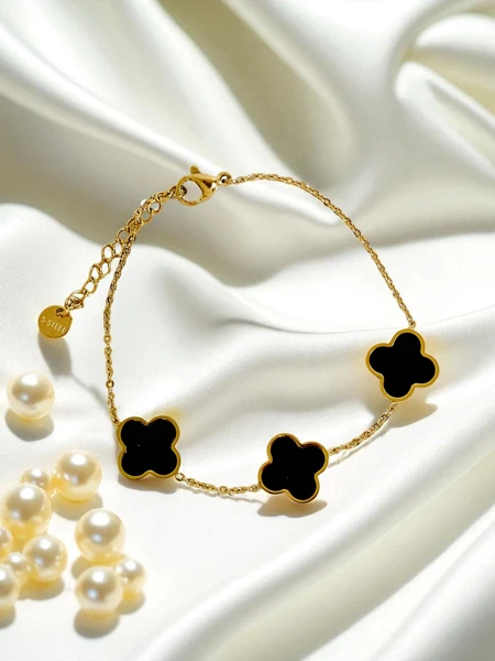 Aurelia Nero Fiore aranyozott sebészeti acél karkötő