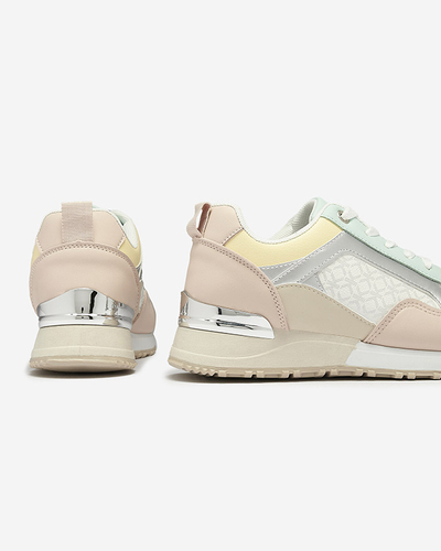 Női bézs és rózsaszín fűzős sportcipő Mnerio- Footwear