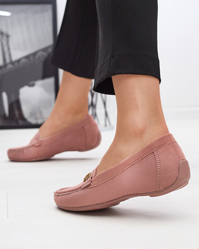 Sötét rózsaszín női mokaszinok alacsony, fedett éken Lemira - Lábbeli