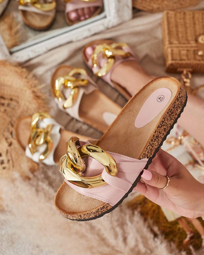 Női rózsaszín papucs Sofig- Footwear díszítéssel