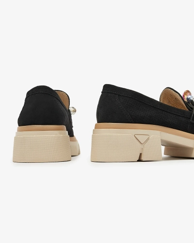 Női fekete áttört mokaszin Peloga- Footwear