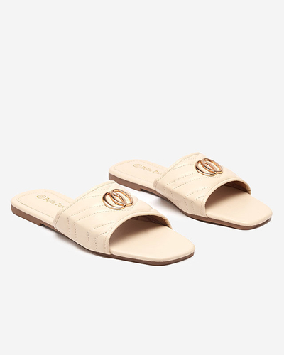 Női bézs színű ökobőr papucs arany Daliso díszítéssel - Lábbeli