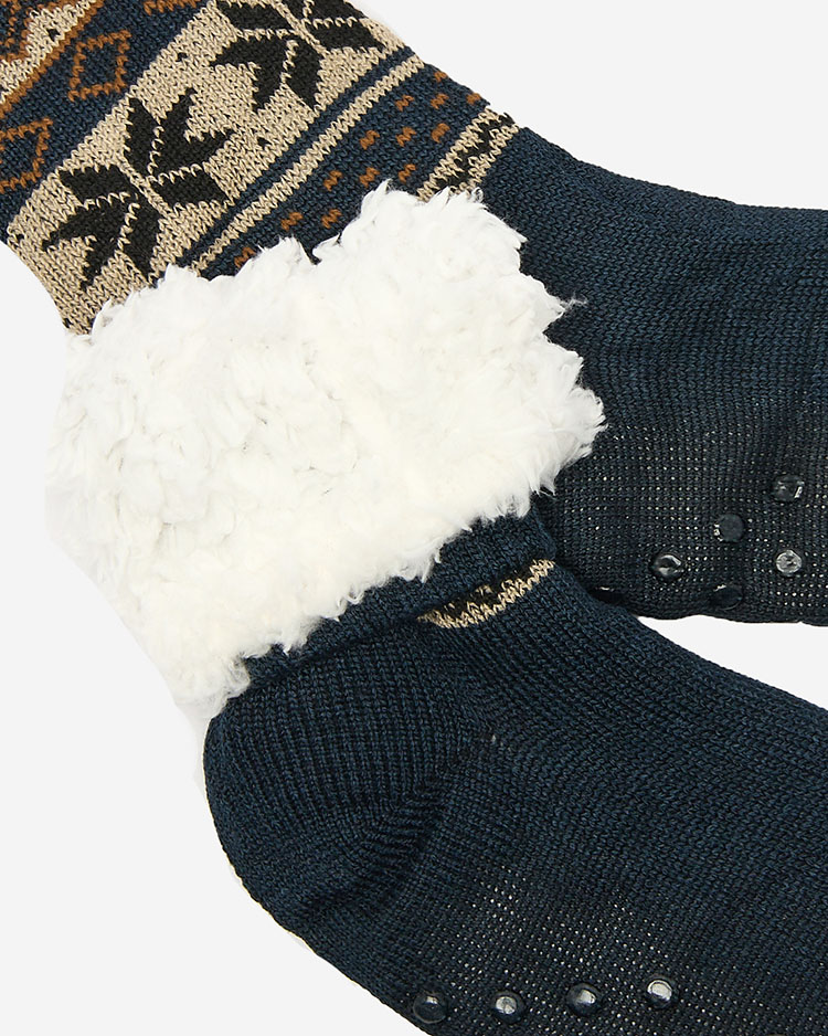 Royalfashion Tengerészkék karácsonyi férfi szigetelt zokni