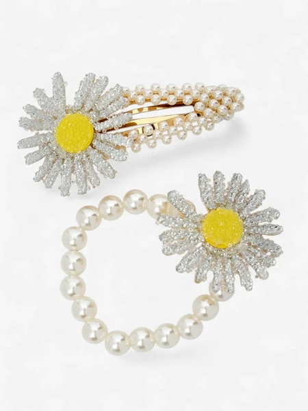 Royalfashion Hajcsat és hajgumi szett Flora Perla virággal