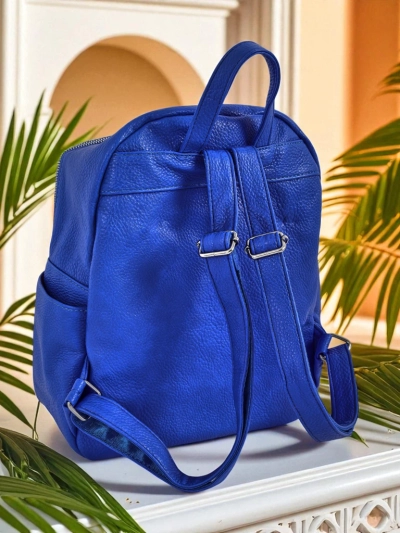 Callisto Royal Blue női hátizsák – nagy, divatos öko bőrből, cipzárral