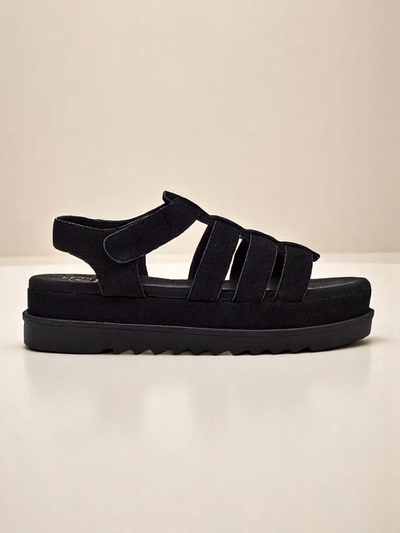 Heraclea Royalfashion női platform szandál öko bőrből, fekete