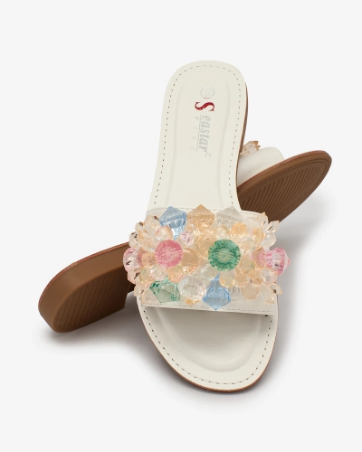 Royalfashion Fehér női flip-flop színes kristályokkal Bling Breeze