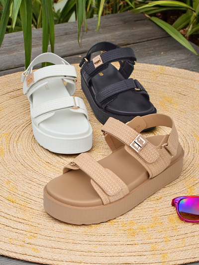 Royalfashion Kallisto – Fehér női platform szandál, ökológiai bőr