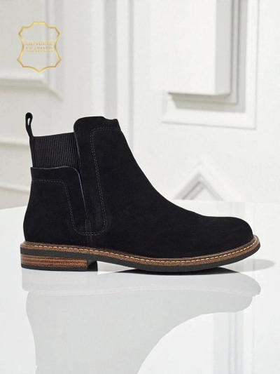 Czarne Botki Ariston Skórzane z Suede