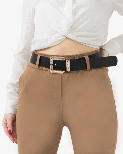 Női fekete öv arany csattal cirkóniával - Kiegészítők