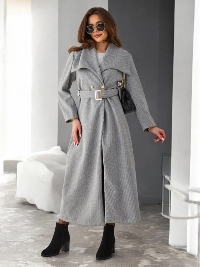 Royalfashion női maxi kabát övvel