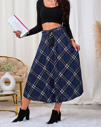 Royalfashion Női szürke és piros hosszú kockás szoknya