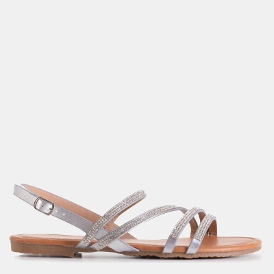 OUTLET Ezüst női szandál köbös cirkóniával Mitali - Cipő