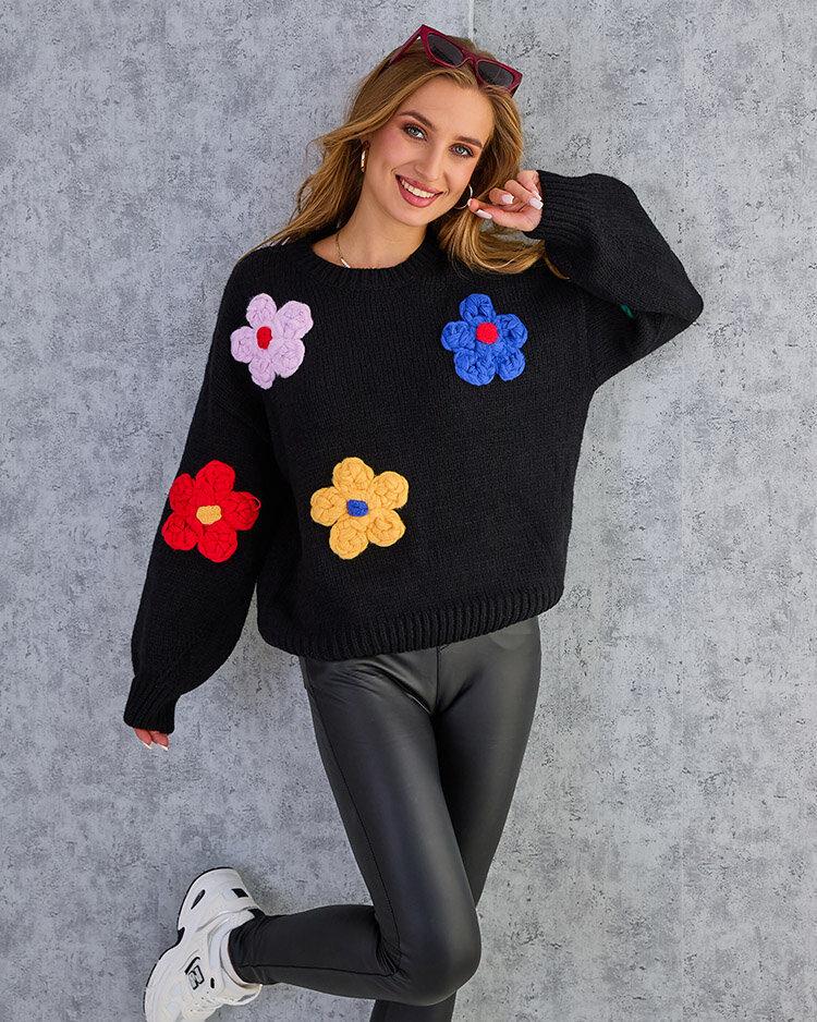 Royalfashion női virágos pulóver