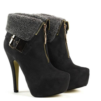 OUTLET Suede Booties Pin báránybőrrel - Cipő