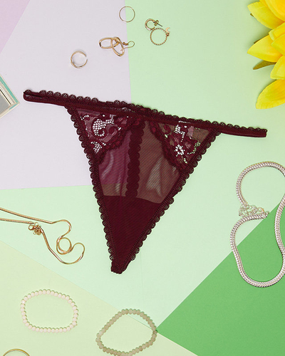 Gesztenyebarna női tangás csipkebugyi - Fehérnemű