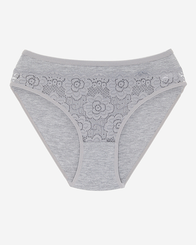 Szürke női bugyi csipkével - Fehérnemű