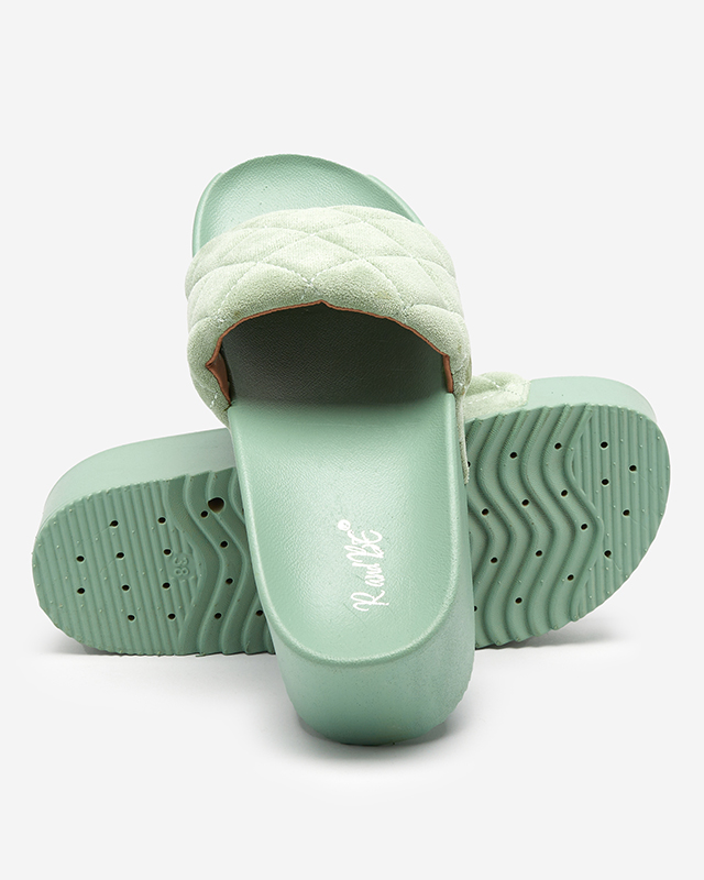 Zöld női steppelt szandál a Koriner platformon - Lábbeli