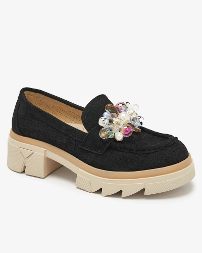 Női fekete áttört mokaszin Peloga- Footwear