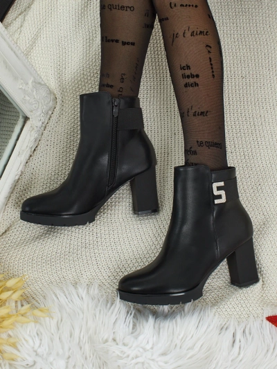 Női eco bőr bokacsizma vastag sarokkal Tavor