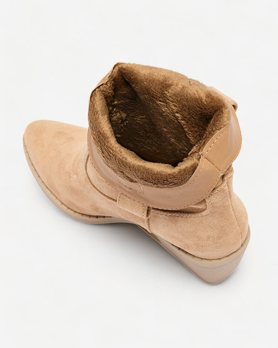 Royalfashion Világosbarna női szigetelt cowboy csizma Bronco