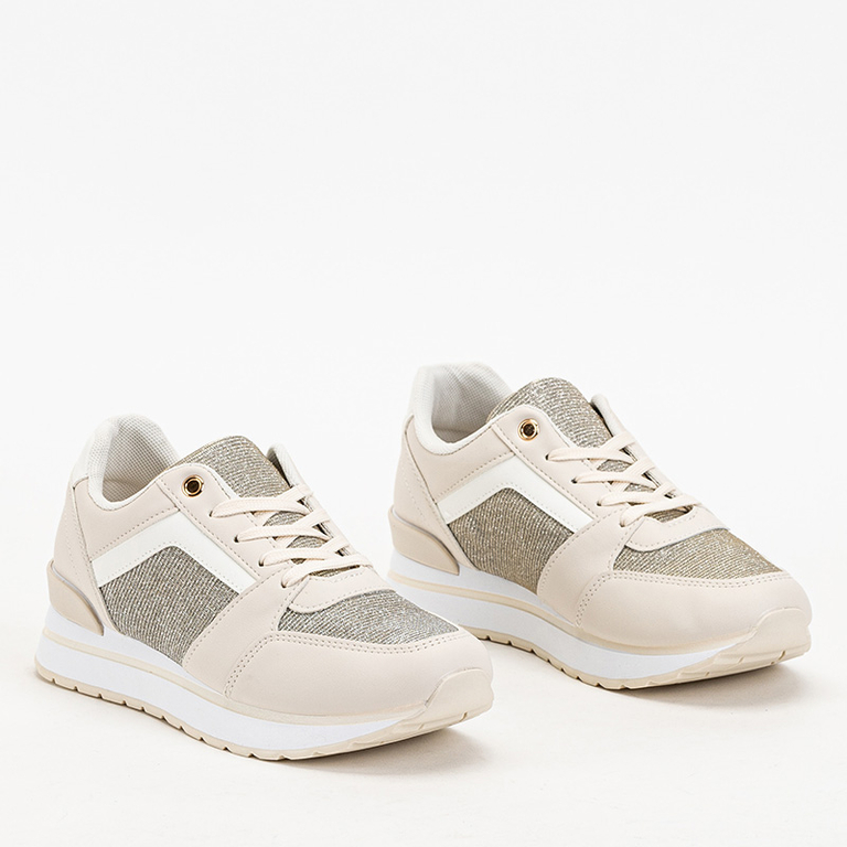 OUTLET Bézs színű női sportcipő csillámmal Berilan - Lábbeli