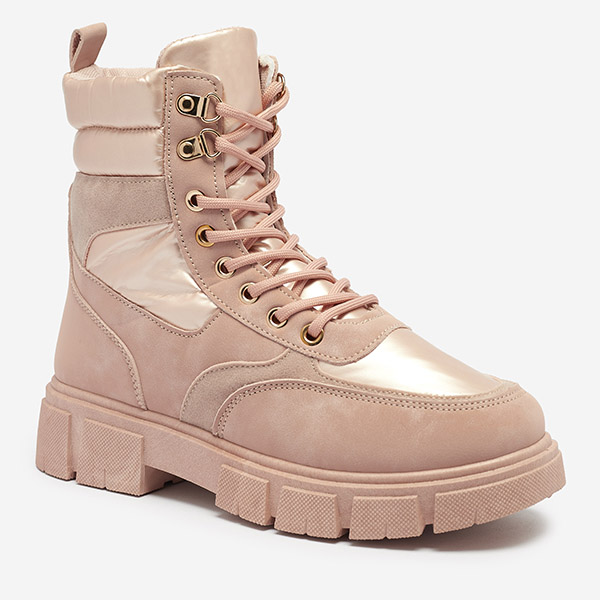 Rózsaszín női szigetelt trapper csizma Kasemi- Lábbeli