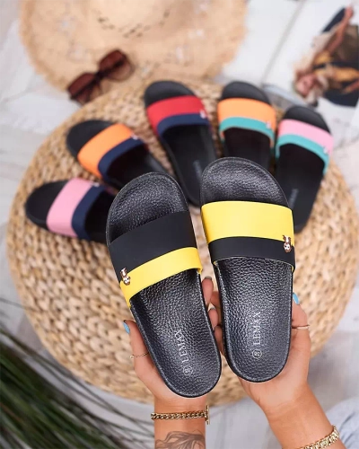 Royalfashion Sárga és fekete női gumitalpú flip-flop Lierigs