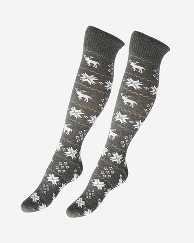 Női karácsonyi hosszú, sötétszürke zokni - Fehérnemű