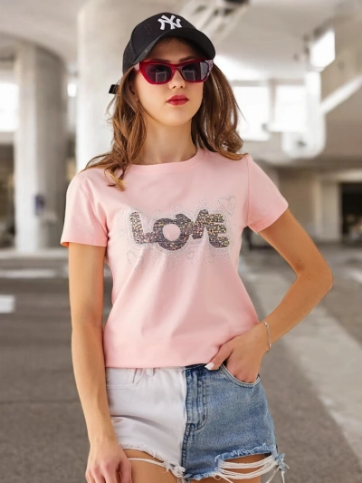 Royalfashion Női Póló LOVE Strasszokkal
