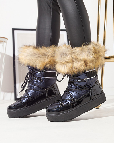 Női tengerészkék lakkozott hócsizma Luccav- Lábbeli