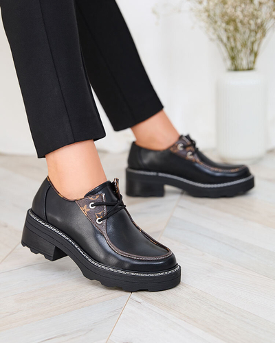 Royalfashion Fekete női félcsizma vastag talpú Dobbin