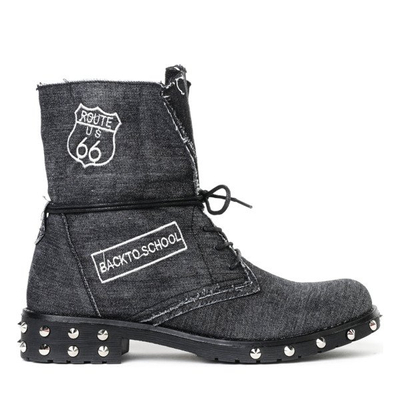 Jeansowe workery w kolorze czarnym Irini - Obuwie