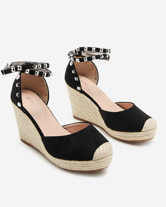 OUTLET Fekete női szandál a'la espadrilles éken Nufasa - Cipők