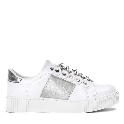 Biało - srebrne sportowe buty z łańcuszkiem Cunea - Obuwie