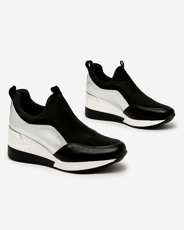 Royalfashion Ezüst-fekete női sportcipő magassarkú cipő Asillas