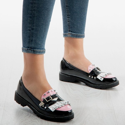 Fekete mokaszinok Gwadalaha díszekkel - lábbeli