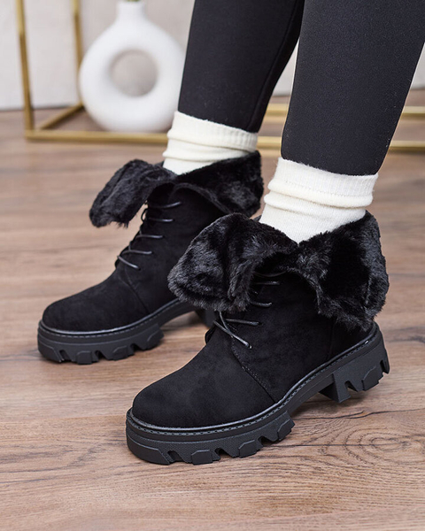 Royalfashion Fekete női fűzős csizma Cavenma