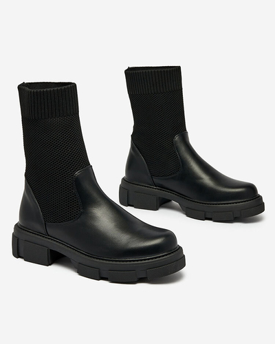 Royalfashion Fekete női csizma hálós Xandra