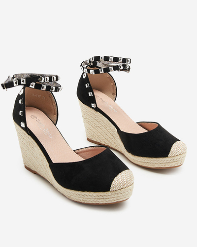 OUTLET Fekete női szandál a'la espadrilles éken Nufasa - Cipők