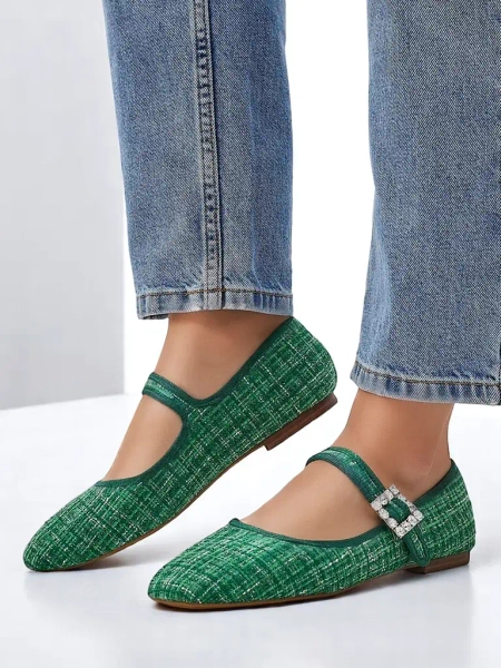 Royalfashion Női kockás balettszandál csattal és pánttal Riffos