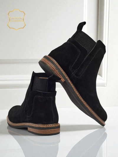 Czarne Botki Ariston Skórzane z Suede